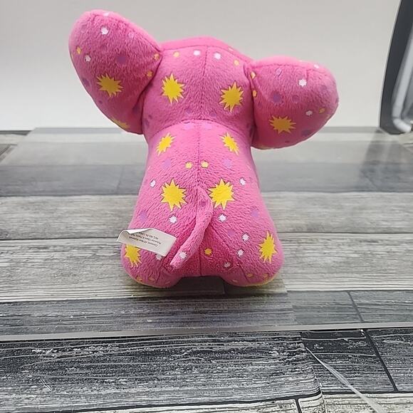 2008 TOTS Lets Make Some Noise Pink Elephant with Starbursts Plush Stuffy [87] - Picture 4 of 10